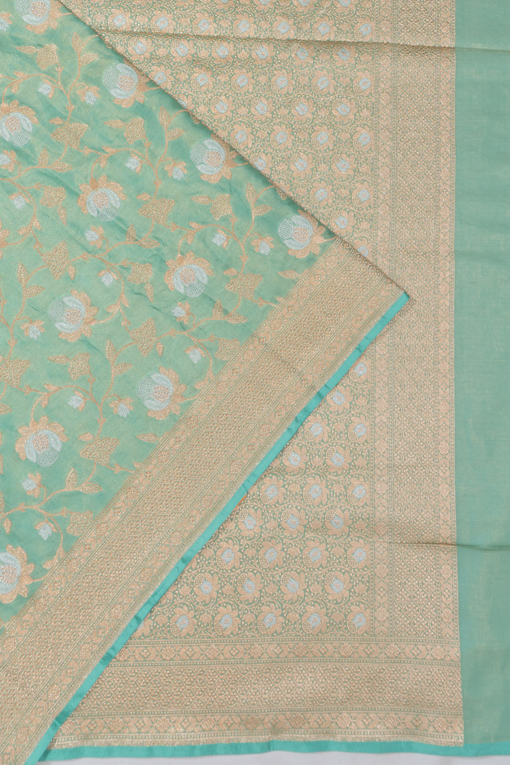 Banarasi Silk Tissue Brocade Sea Green Saree