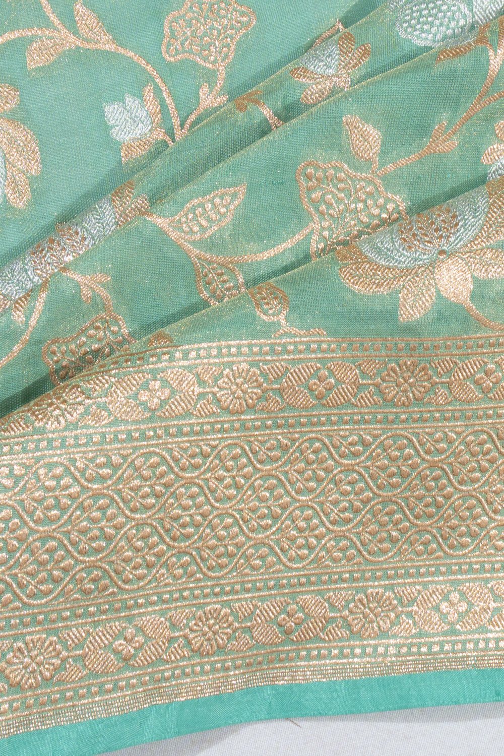 Banarasi Silk Tissue Brocade Sea Green Saree