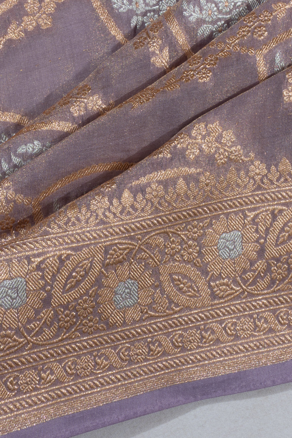 Banarasi Silk Tissue Brocade Lilac Saree