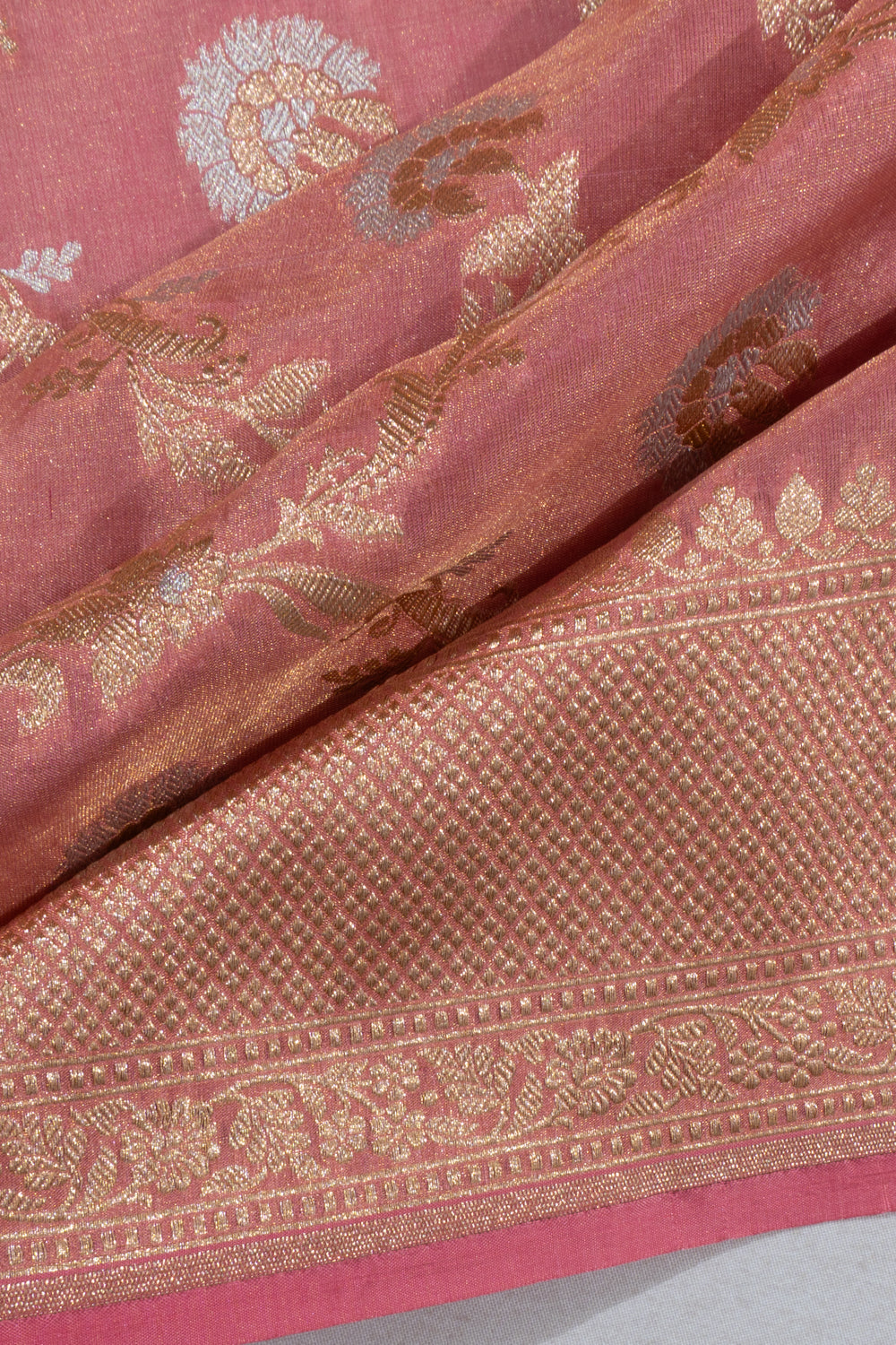 Banarasi Silk Tissue Brocade Pink Saree
