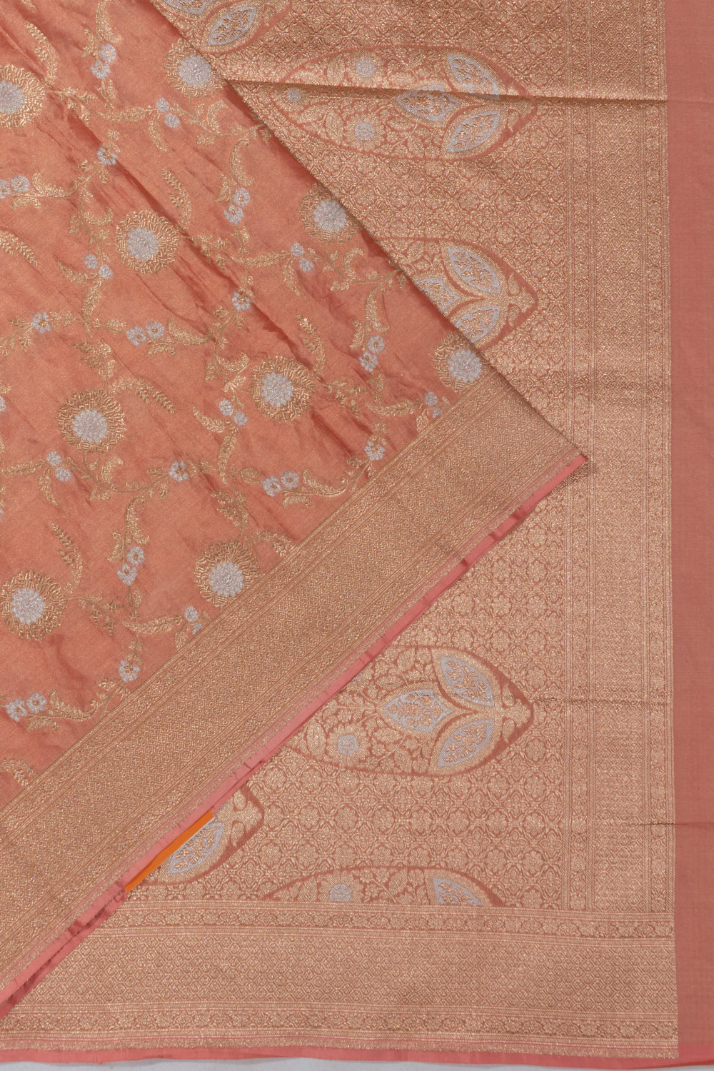 Banarasi Silk Tissue Jaal Peach Saree