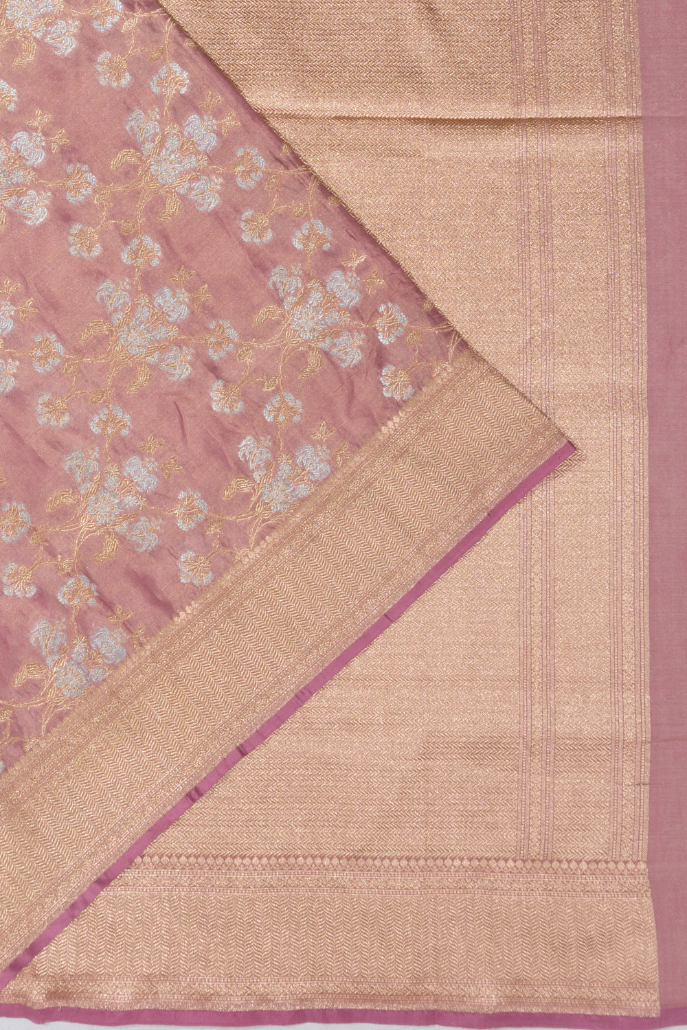 Banarasi Silk Tissue Brocade Peach Saree