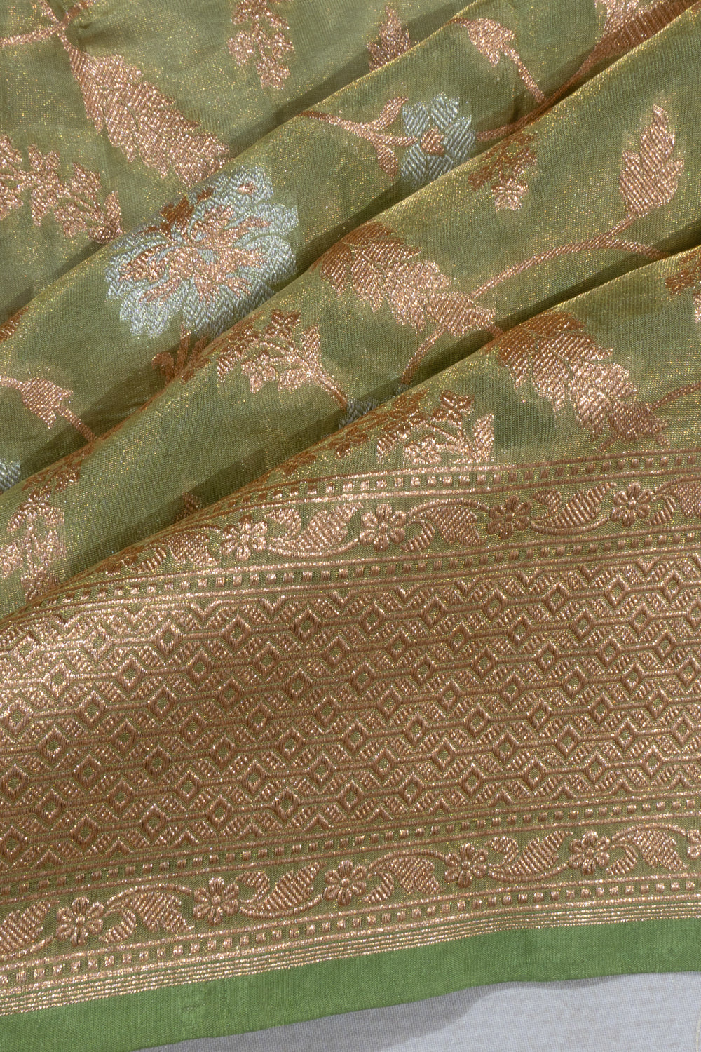 Banarasi Silk Tissue Pastel Green Saree