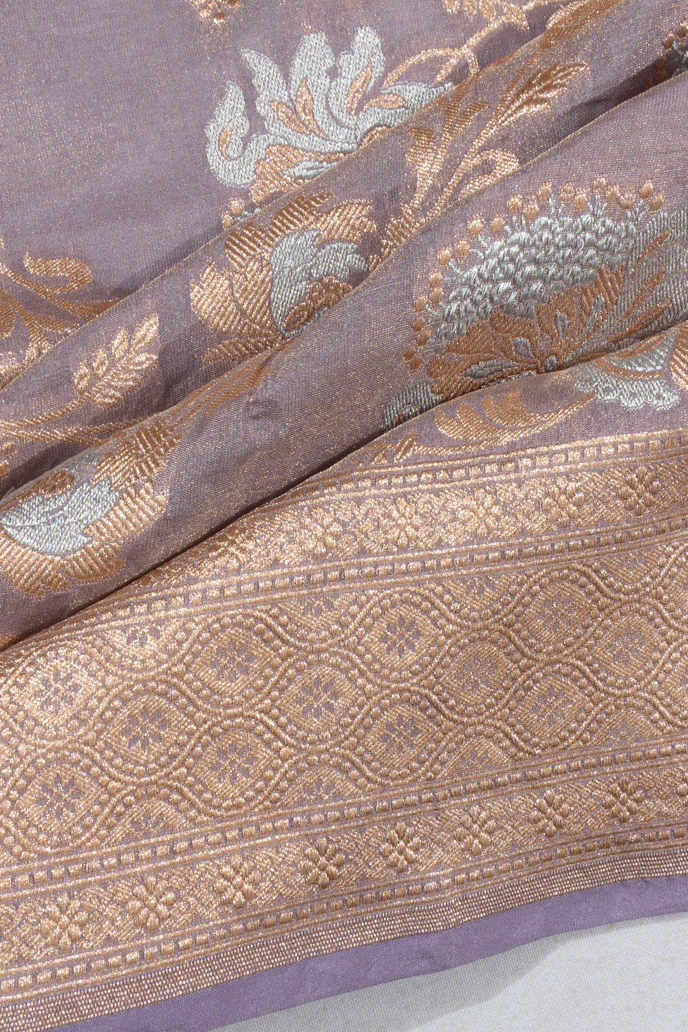 Banarasi Silk Tissue Jaal Lavender Saree