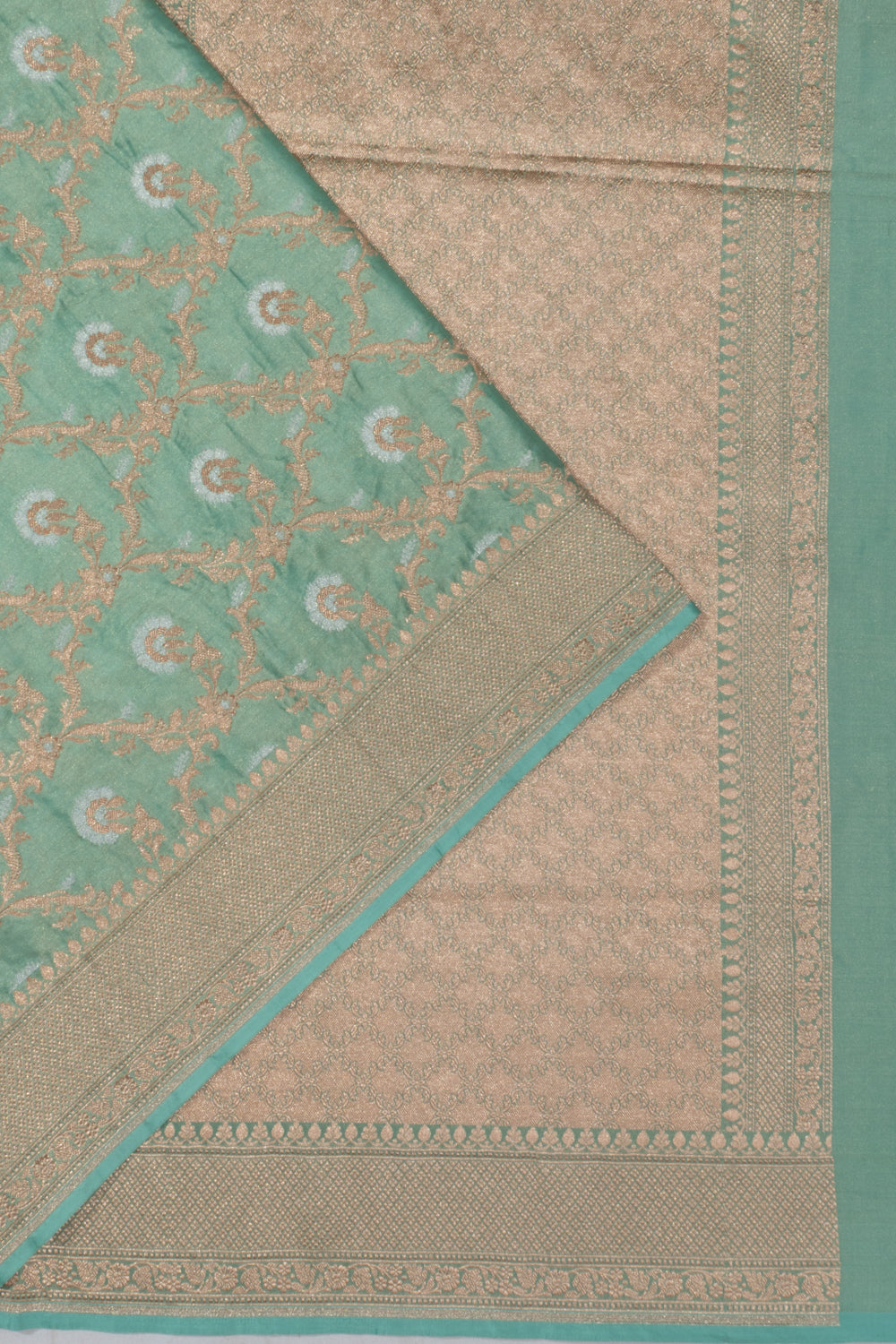 Banarasi Silk Tissue Jaal Sea Green Saree