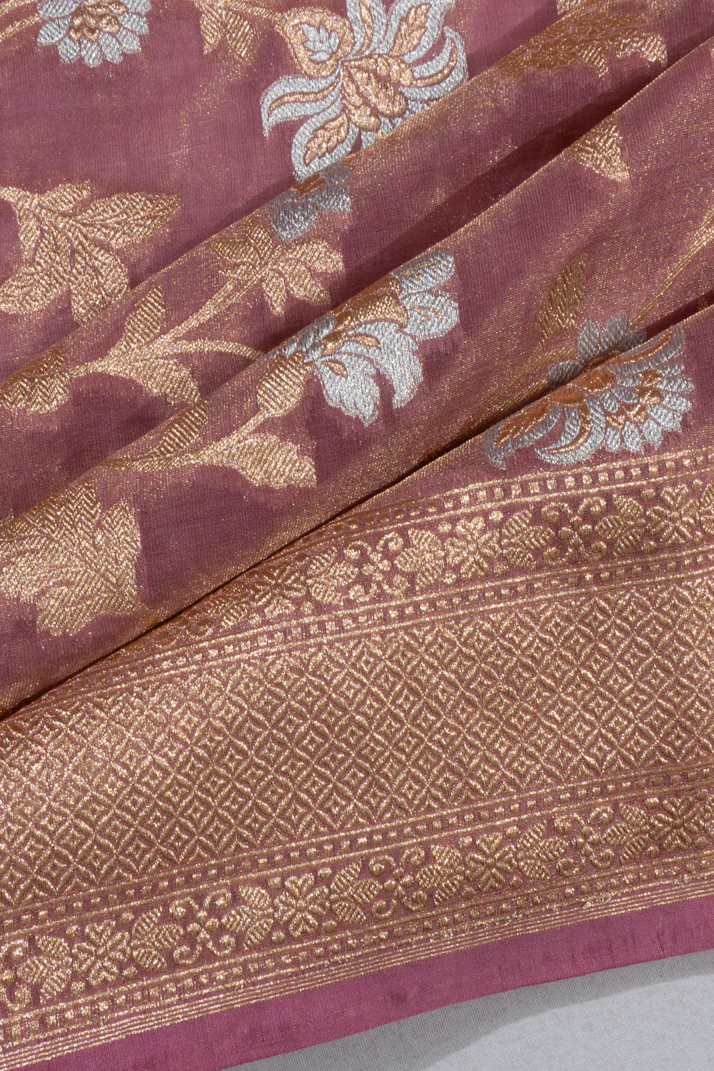 Banarasi Silk Tissue Brocade Pink Saree