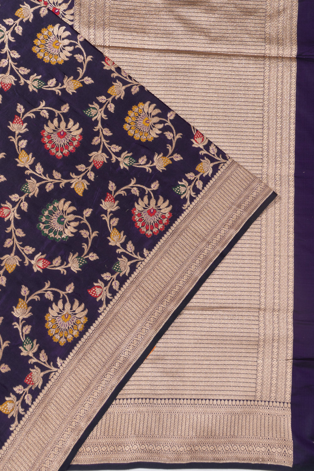 Banarasi Satin Jaal Blue Saree