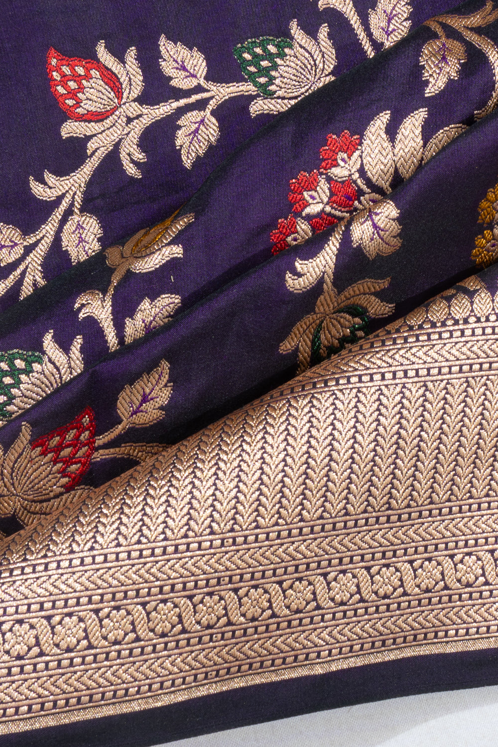 Banarasi Satin Jaal Blue Saree
