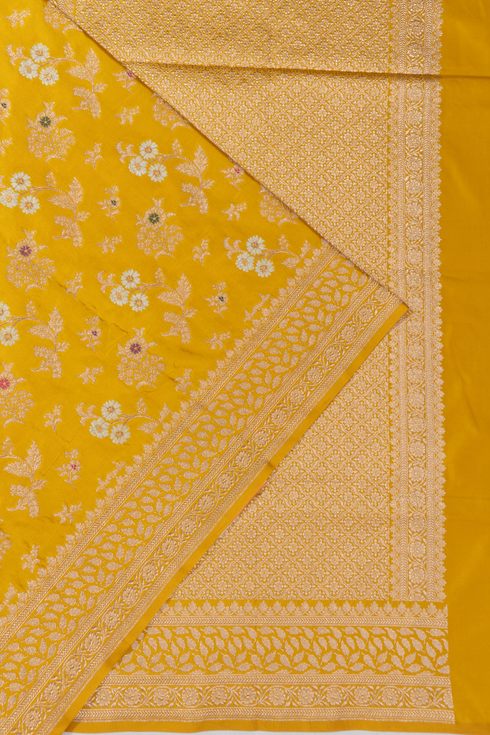 Banarasi Silk Brocade Yellow Saree