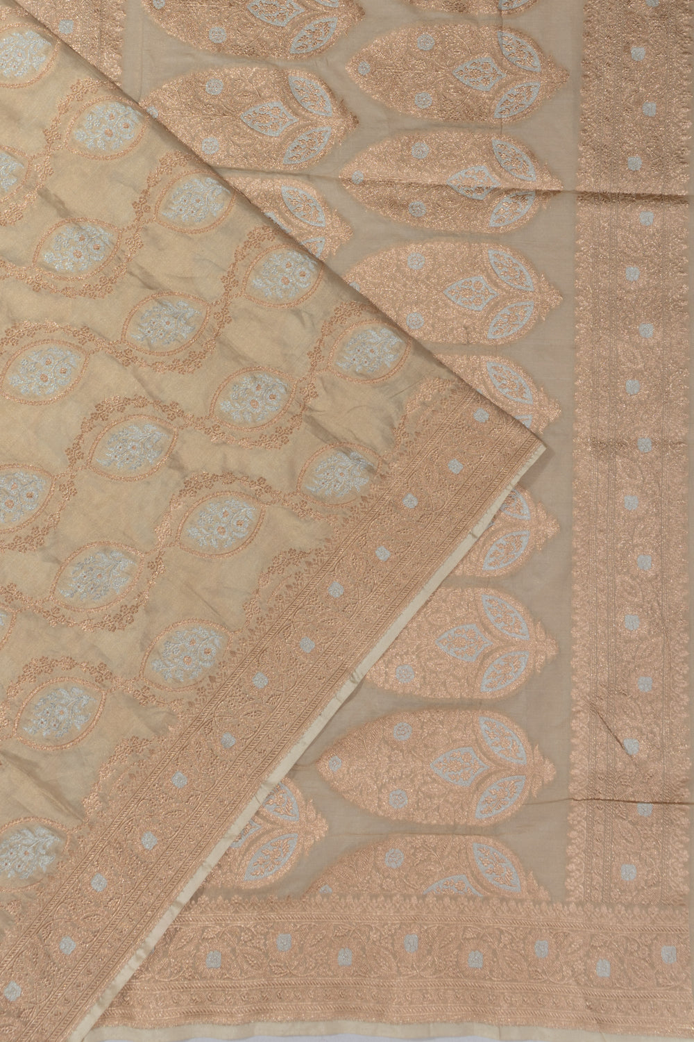 Banarasi Silk Tissue Brocade Cream Saree