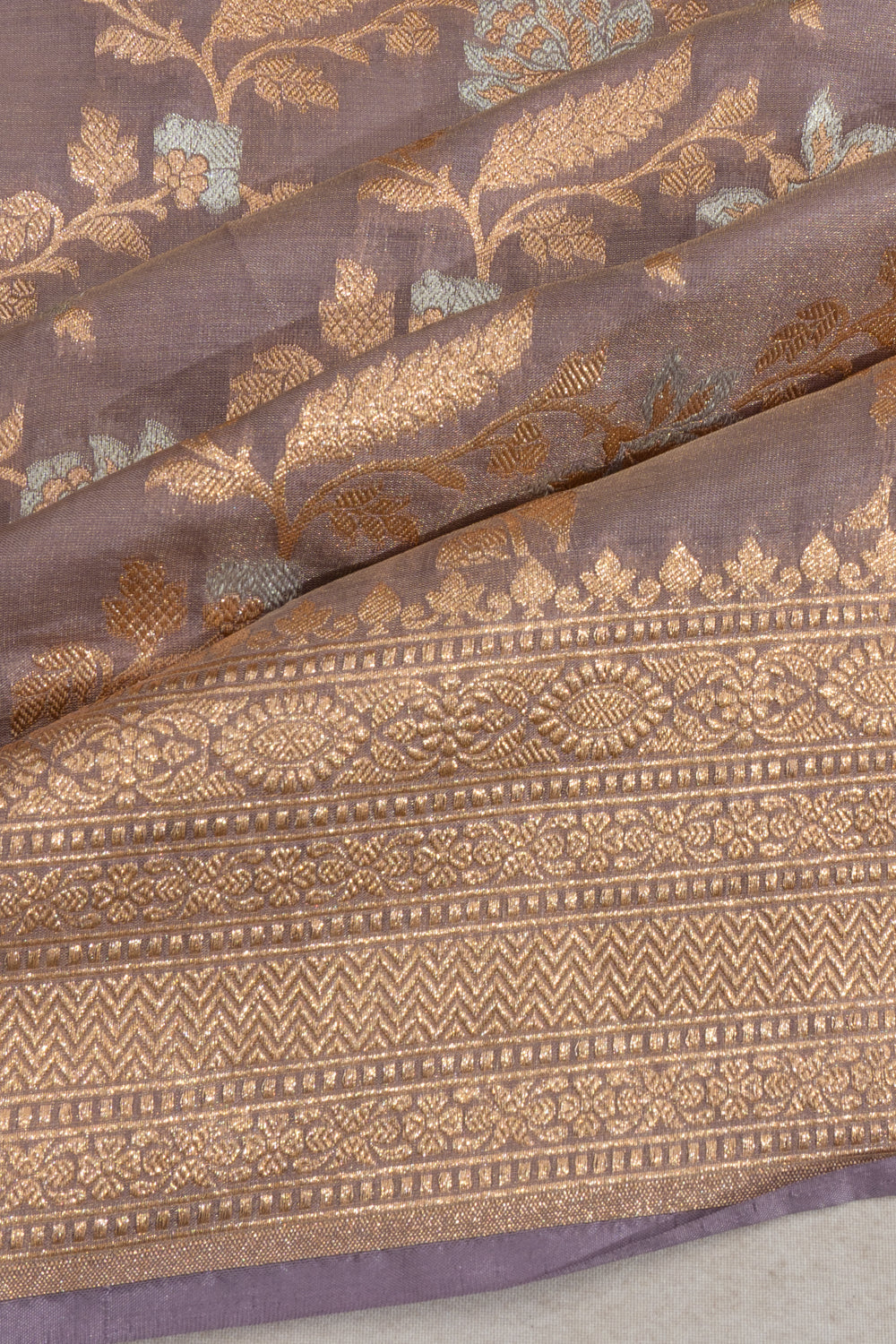 Banarasi Silk Tissue Brocade Lavender Saree