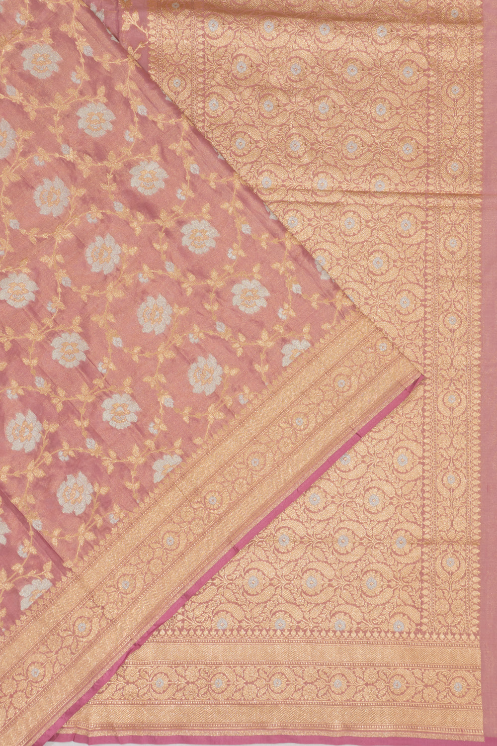 Banarasi Silk Tissue Jaal Pink Saree
