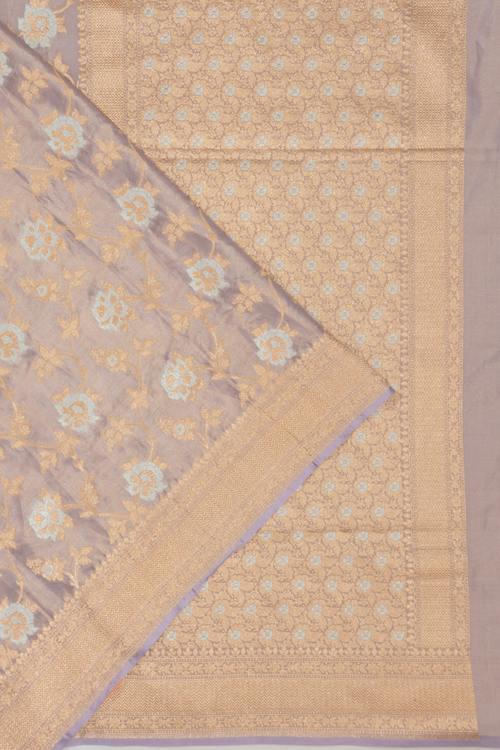 Banarasi Silk Tissue Jaal Lavender Saree