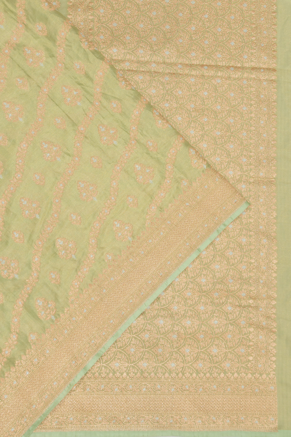 Banarasi Silk Tissue Jaal Pastel Green Saree