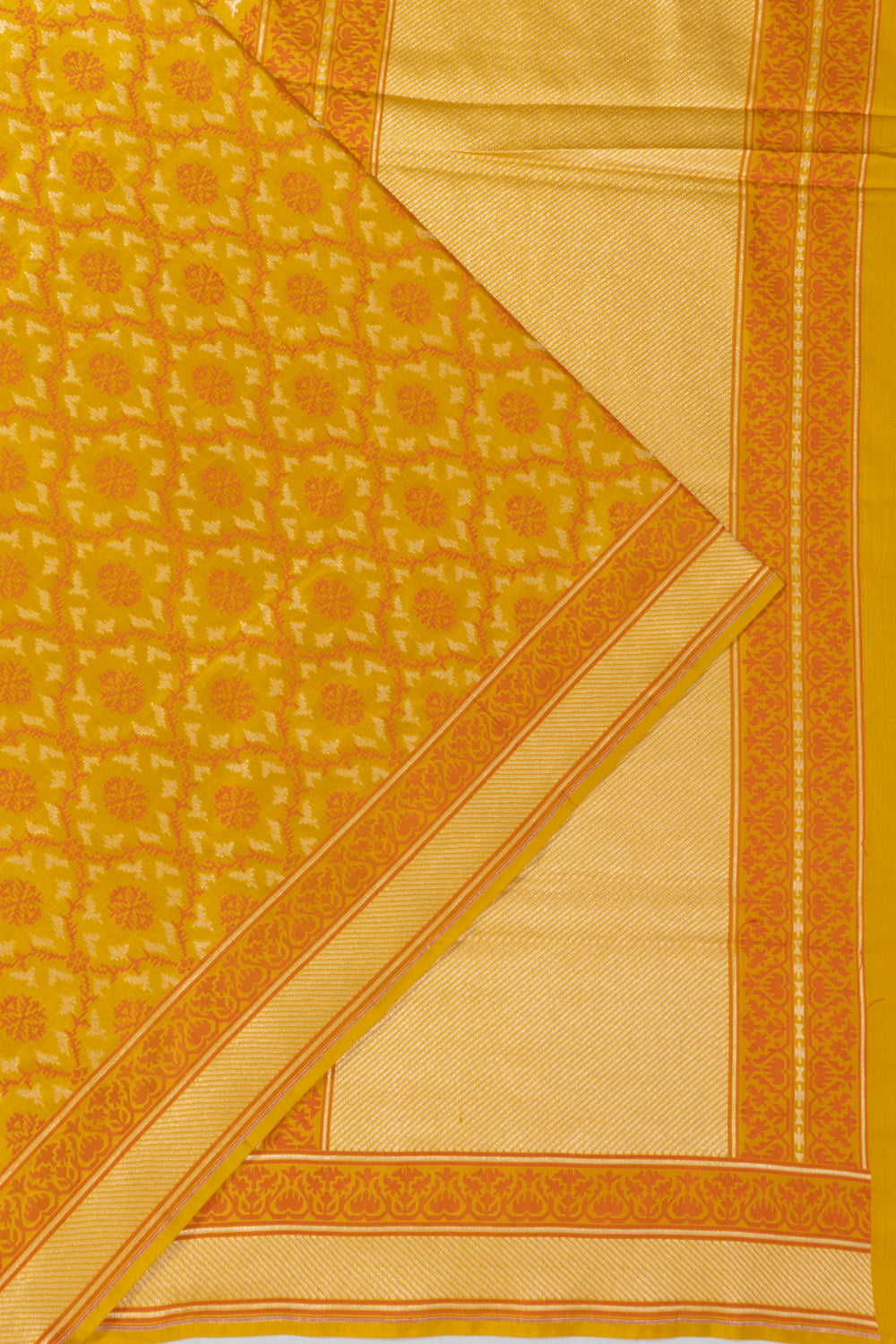 Banarasi Silk Brocade Yellow Saree