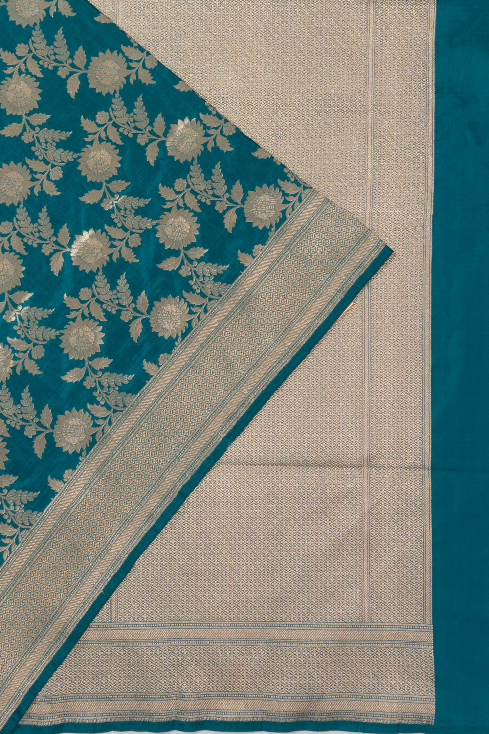 Banarasi Silk Jaal Teal Blue Saree