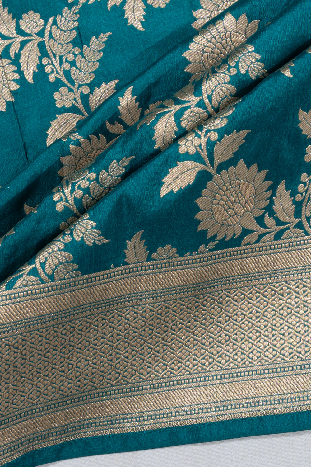Banarasi Silk Jaal Teal Blue Saree