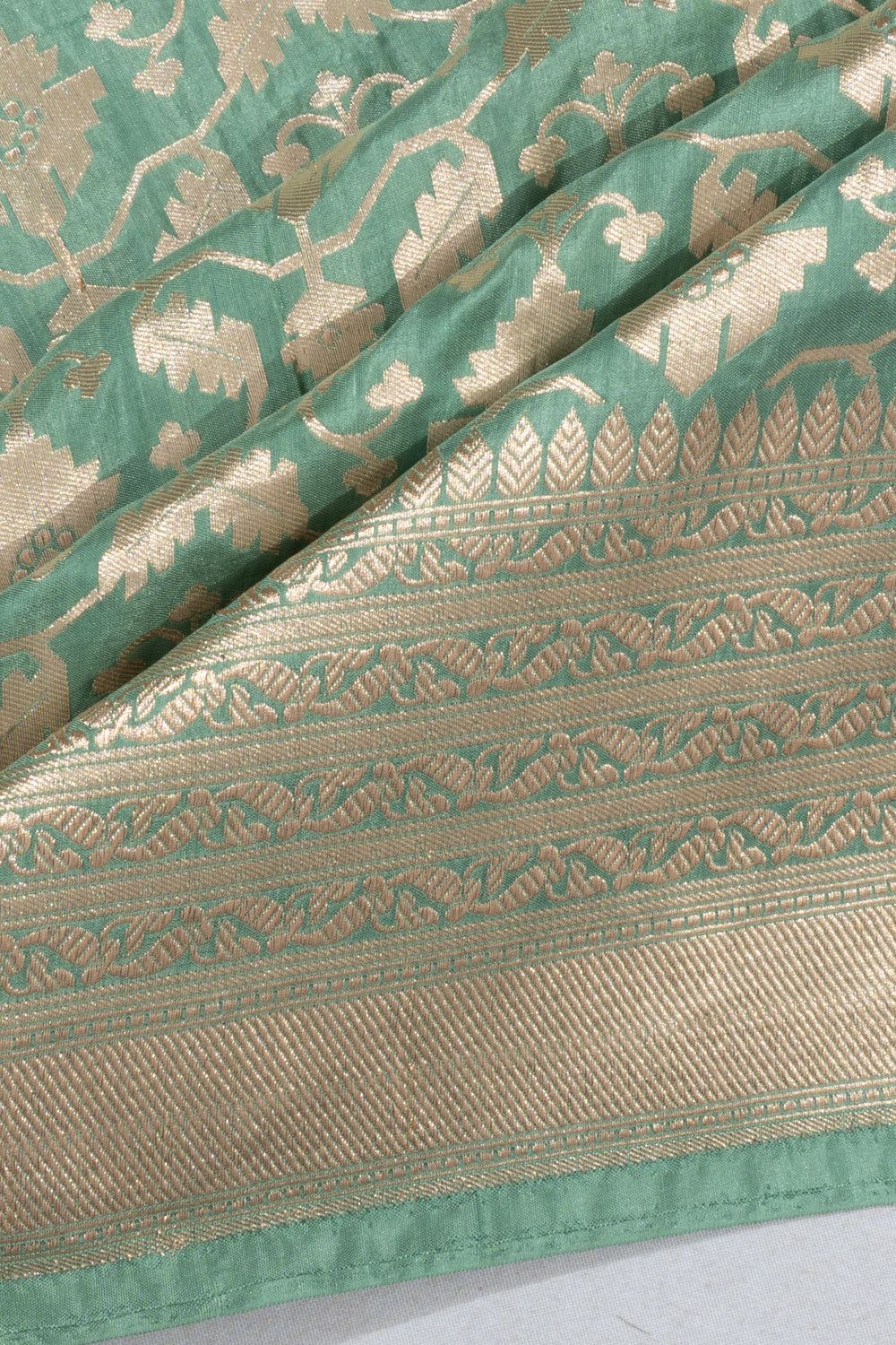 Banarasi Silk Brocade Pastel Green Saree