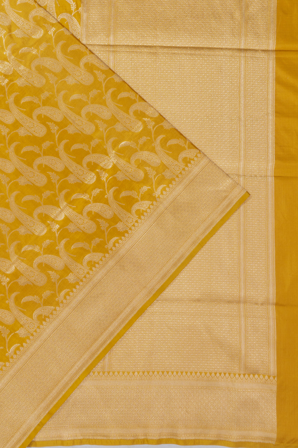 Banarasi Silk Brocade Yellow Saree