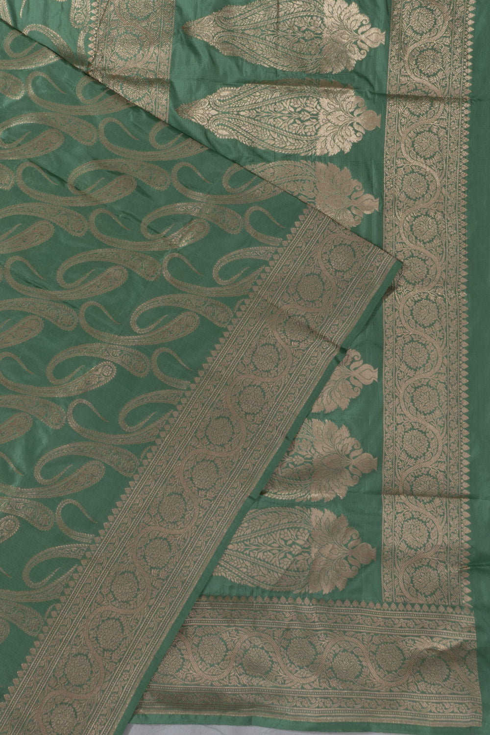 Banarasi Silk Brocade Pista Green Saree