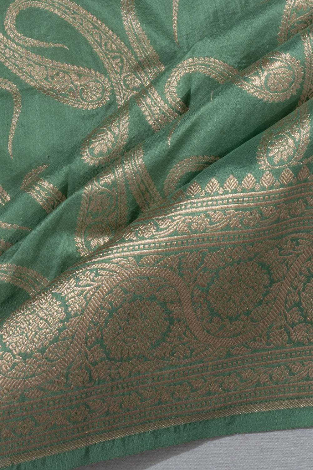 Banarasi Silk Brocade Pista Green Saree