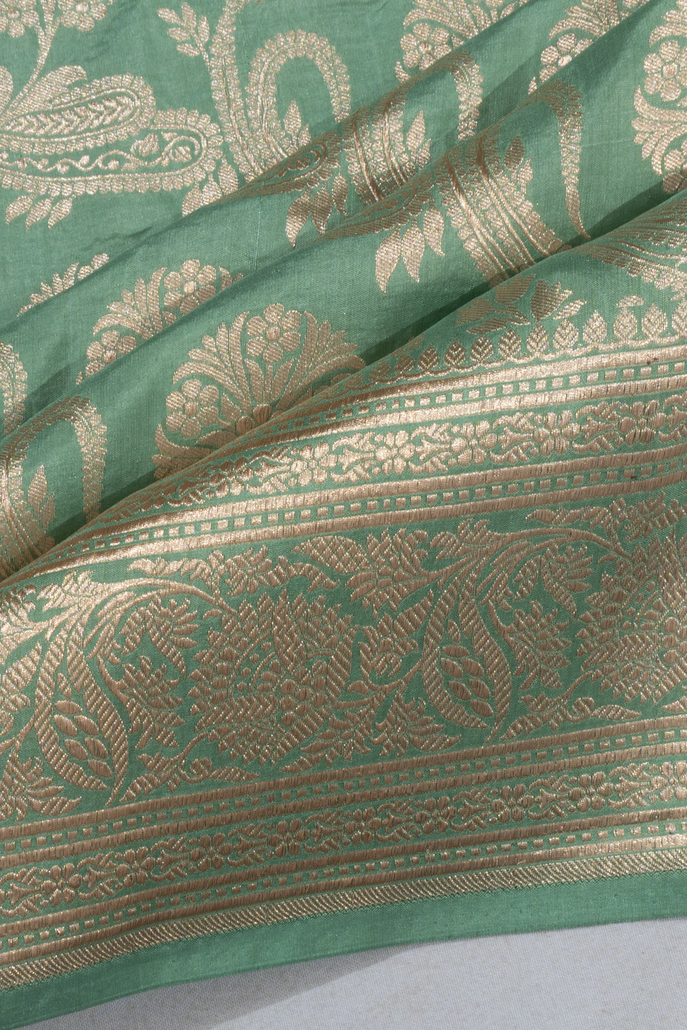 Banarasi Silk Brocade Pastel Green Saree