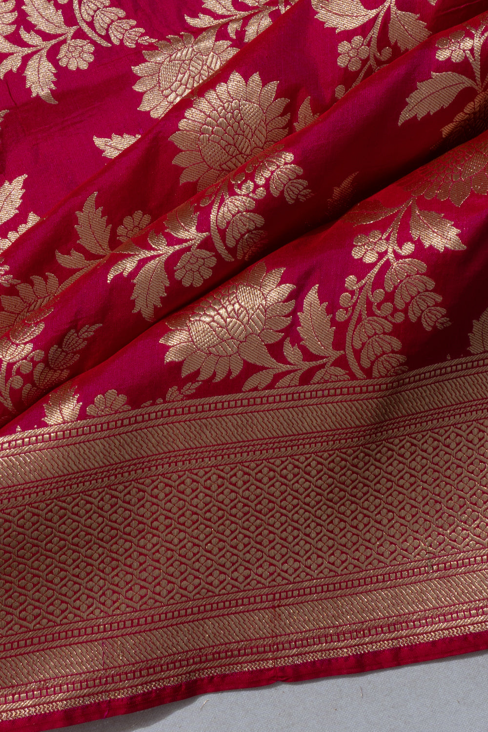Banarasi Silk Jaal Rani Pink Saree