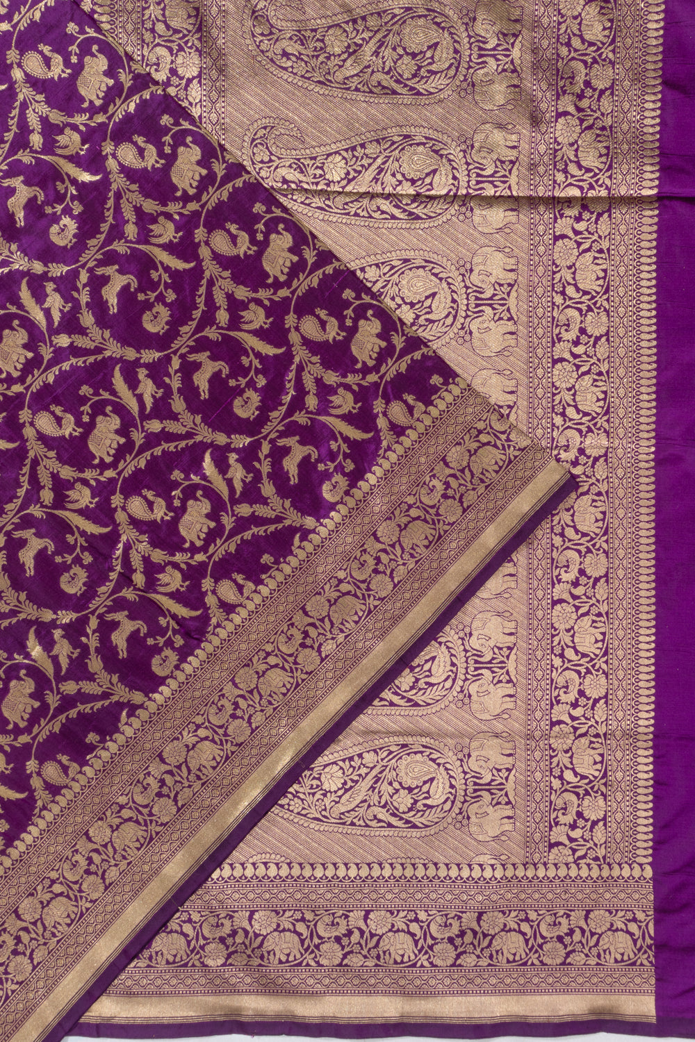 Banarasi Silk Shikargah Jaal Purple Saree