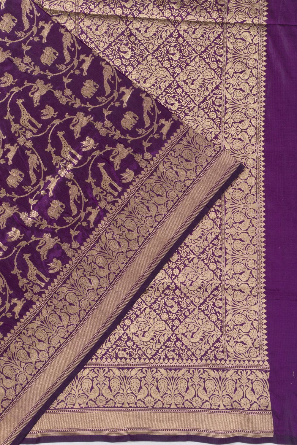 Banarasi Silk Shikargah Purple Saree