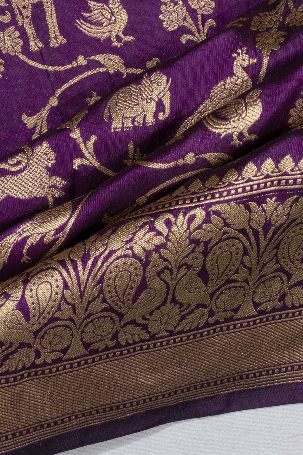 Banarasi Silk Shikargah Purple Saree