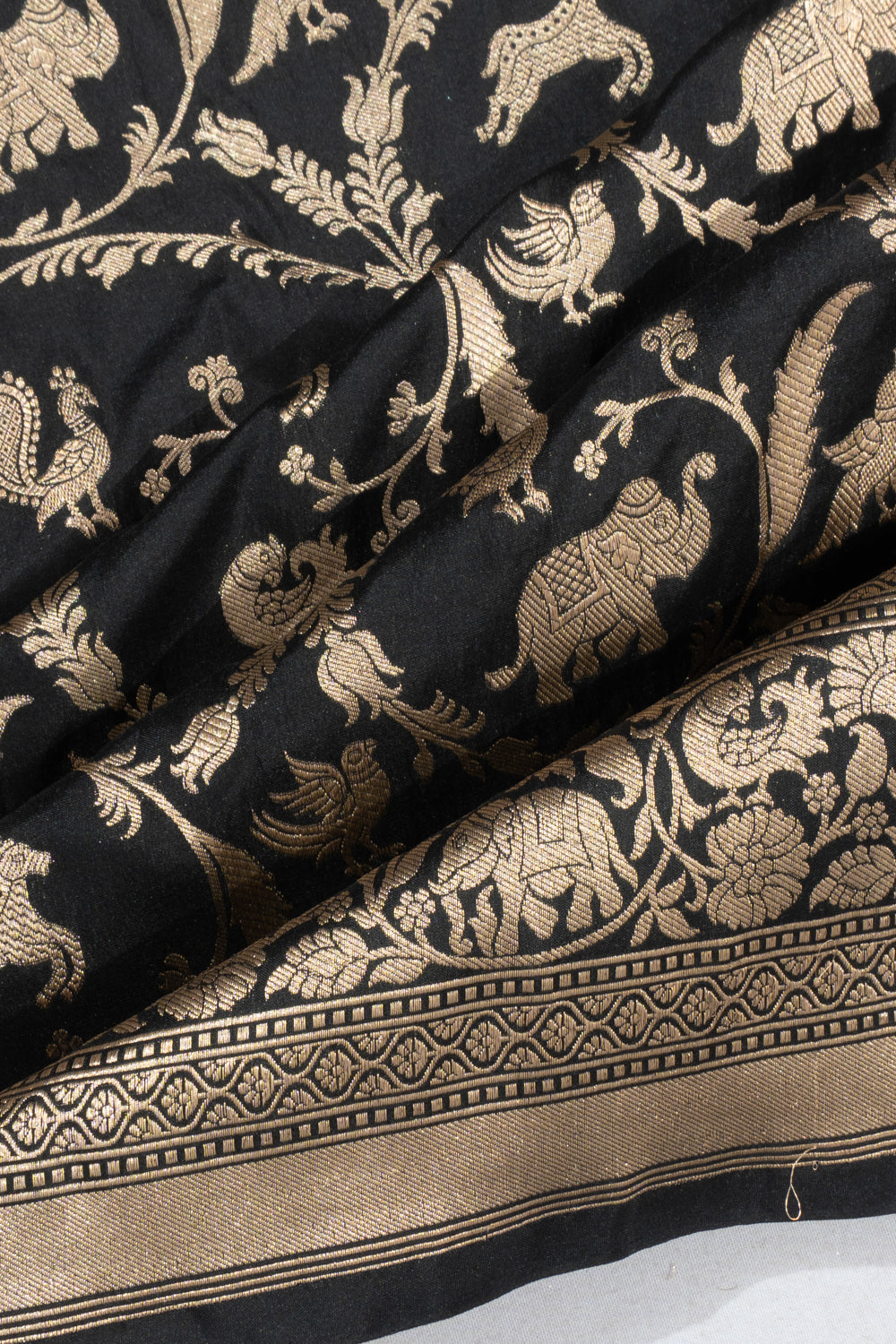 Banarasi Silk Shikargah Jaal Black Saree