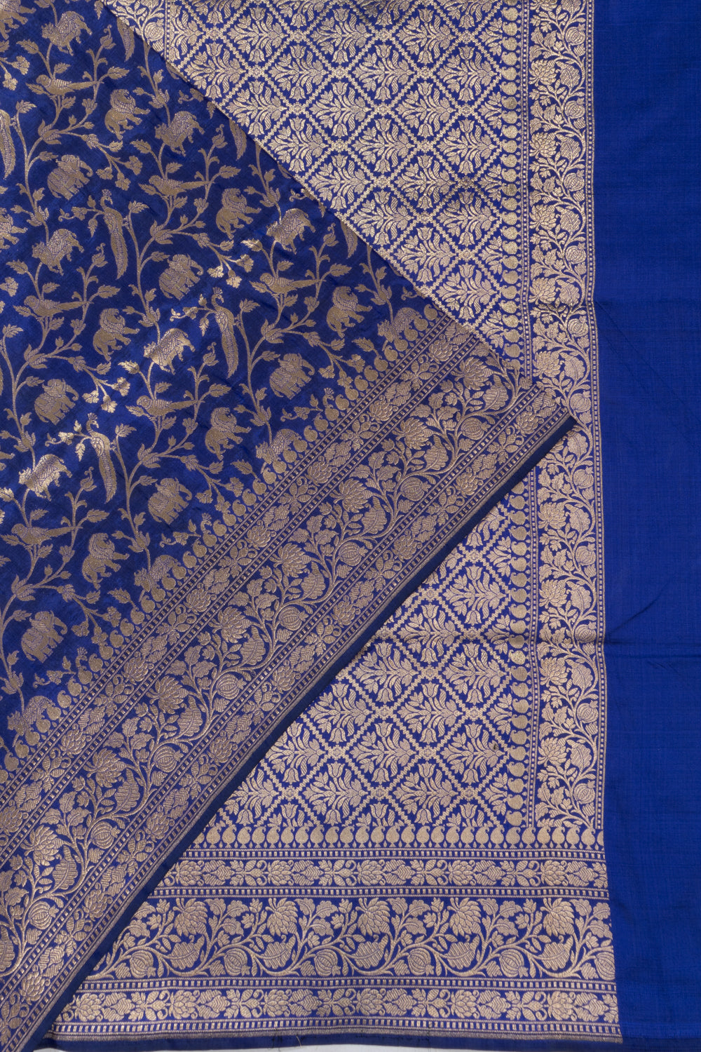 Banarasi Silk Shikargah Jaal Royal Blue Saree