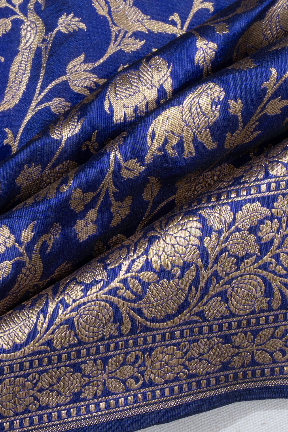 Banarasi Silk Shikargah Jaal Royal Blue Saree