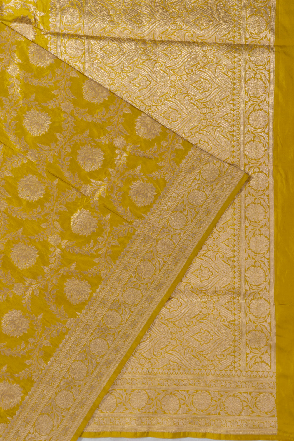 Banarasi Silk Jaal Mehendi Green Saree