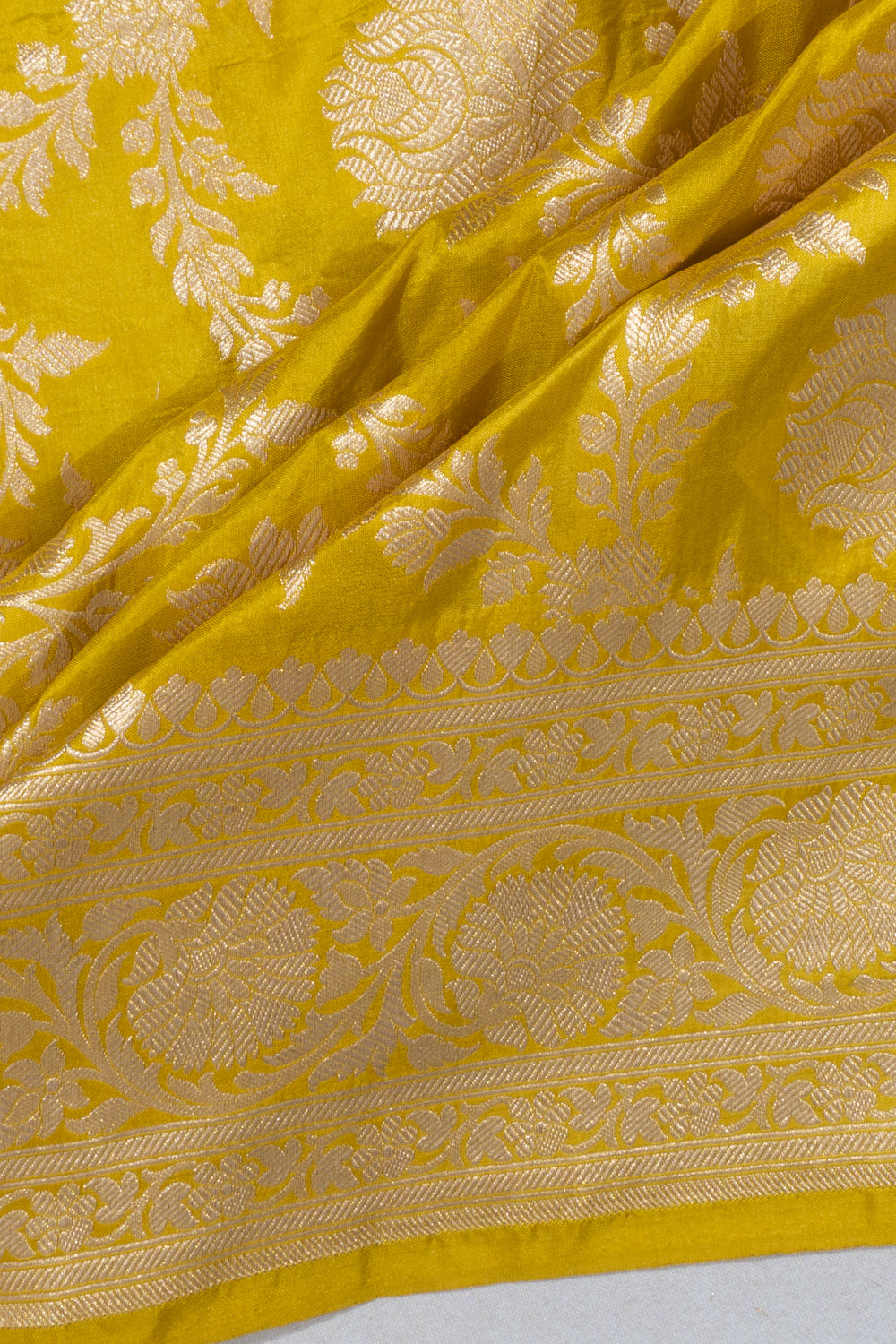 Banarasi Silk Jaal Mehendi Green Saree