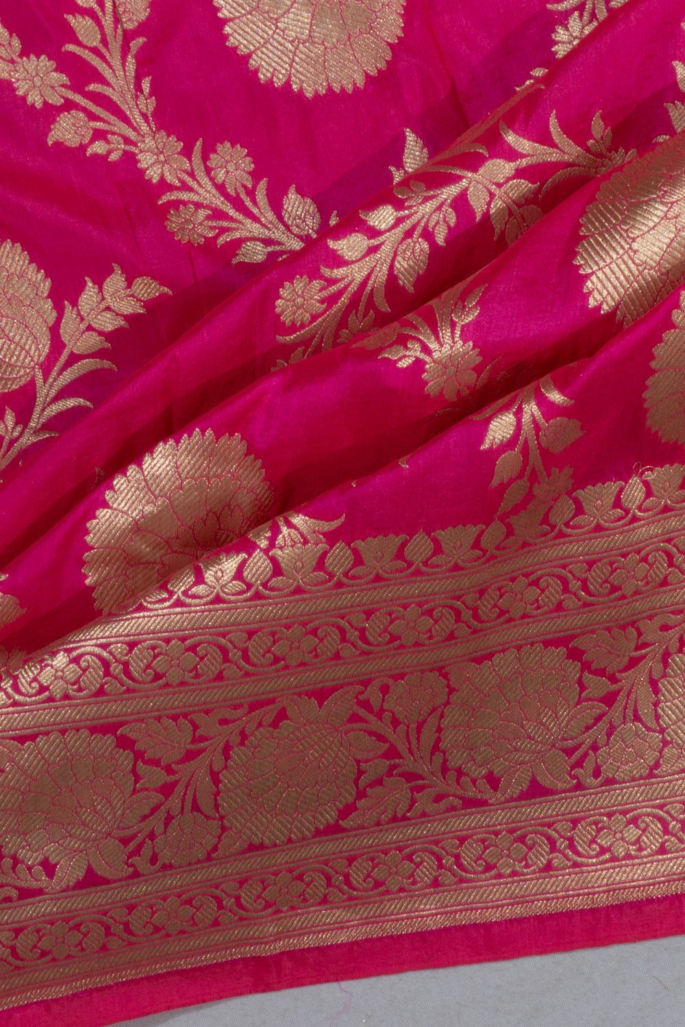 Banarasi Silk Brocade Rani Pink Saree