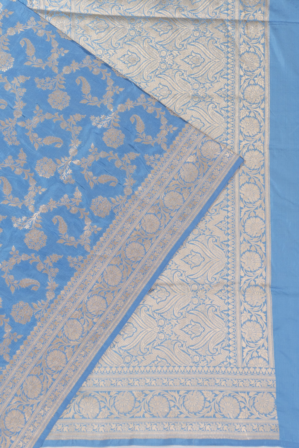 Banarasi Silk Jaal Pastel Blue Saree