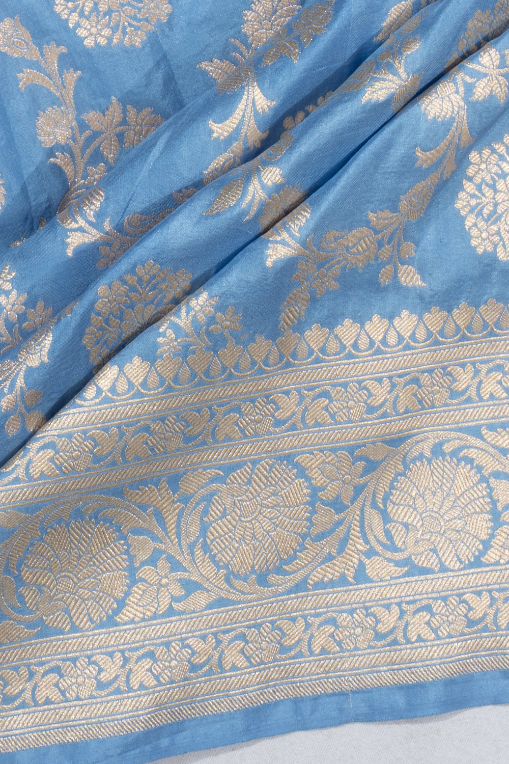 Banarasi Silk Jaal Pastel Blue Saree