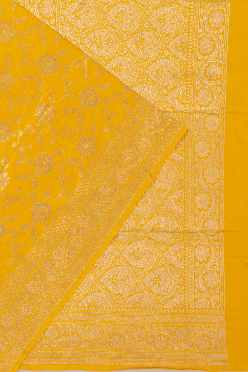 Banarasi Silk Brocade Yellow Saree