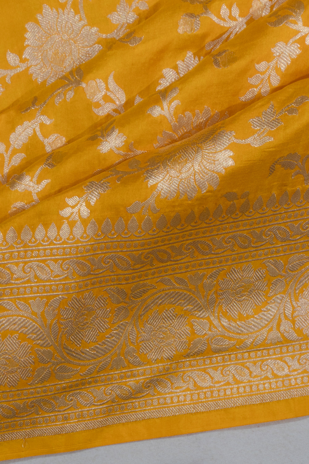Banarasi Silk Brocade Yellow Saree