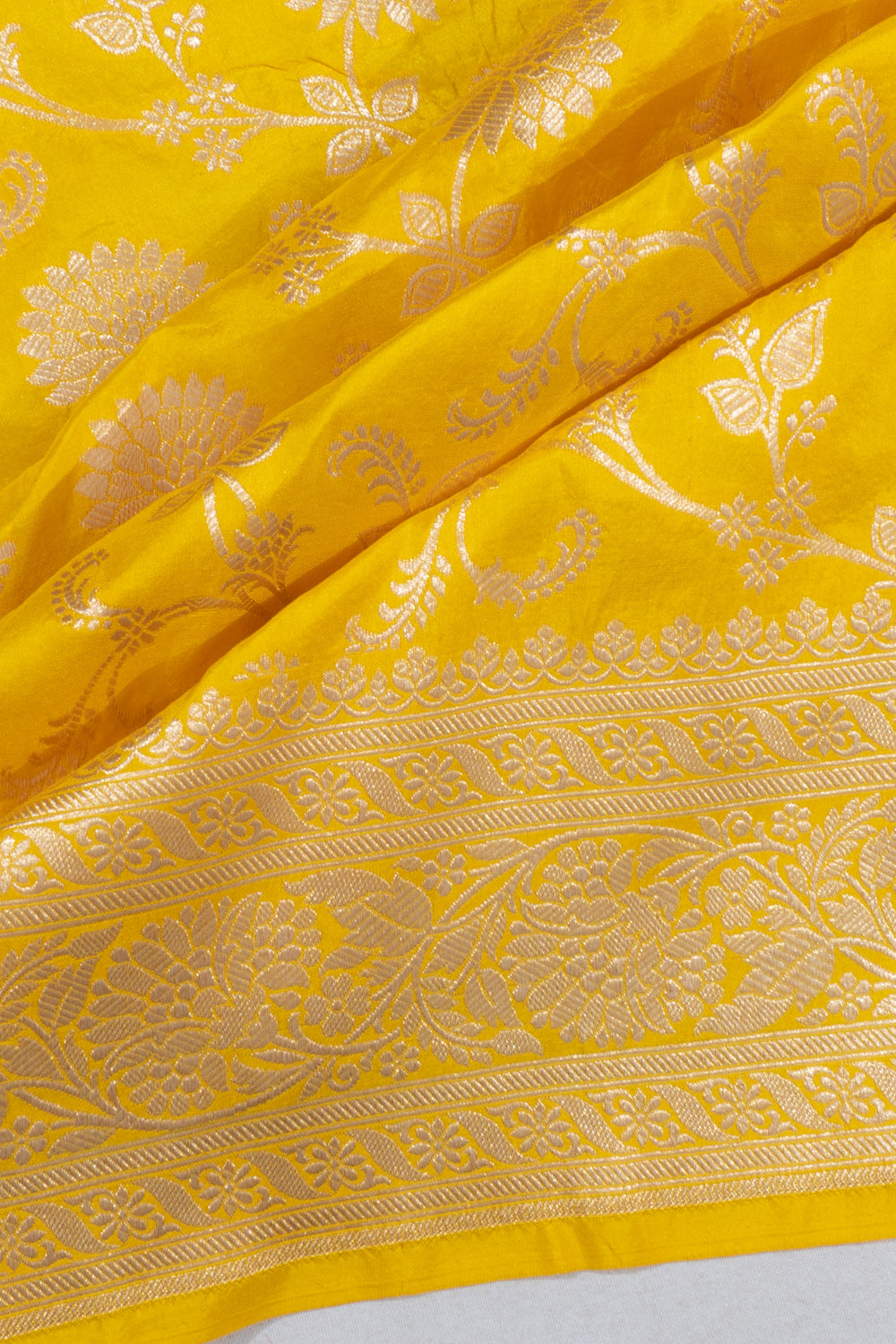 Banarasi Silk Jaal Yellow Saree