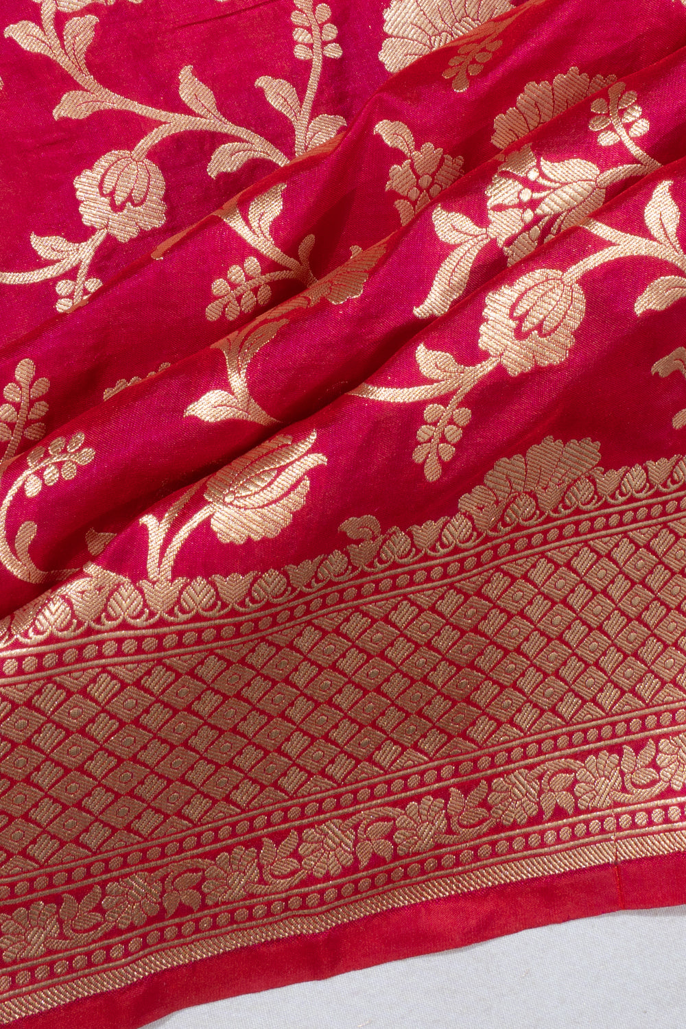 Banarasi Silk Jaal Rani Pink Saree
