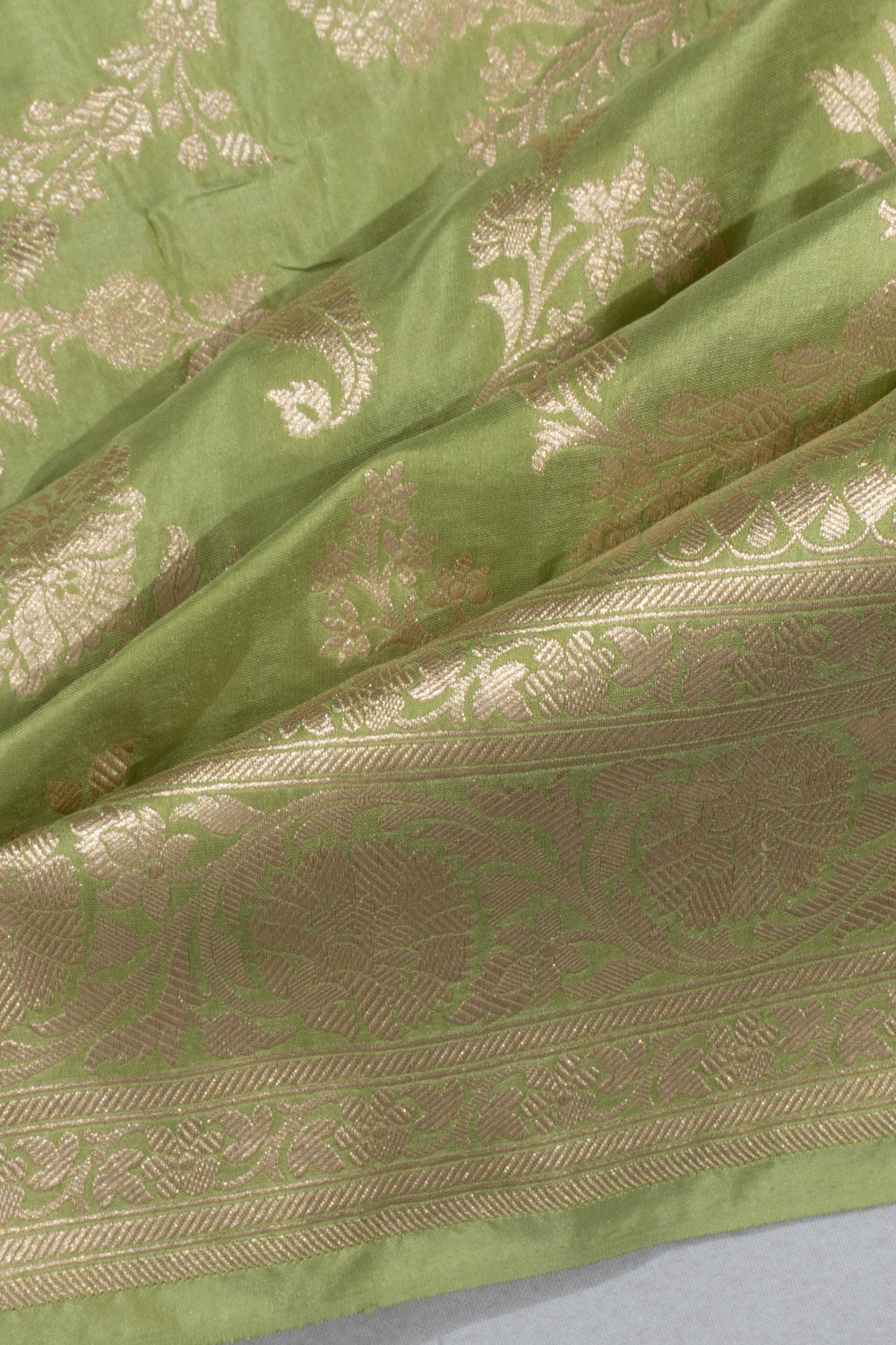 Banarasi Silk Jaal Pastel Green Saree