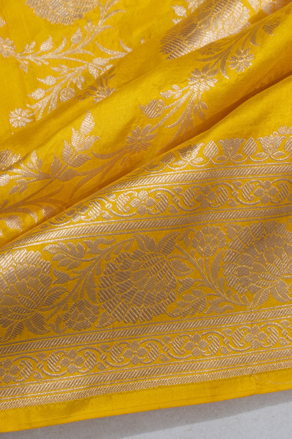 Banarasi Silk Jaal Yellow Saree