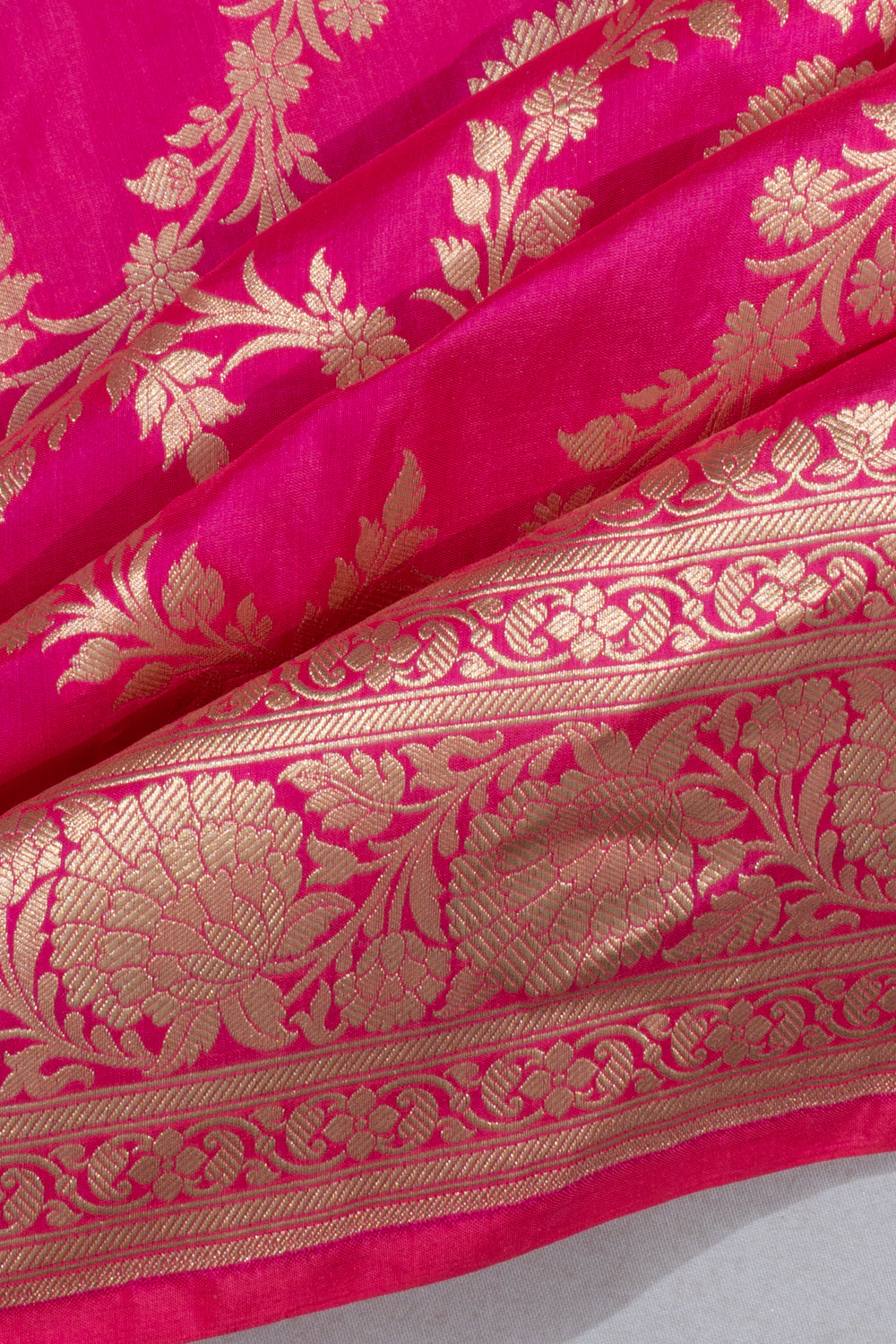 Banarasi Silk Jaal Rani Pink Saree