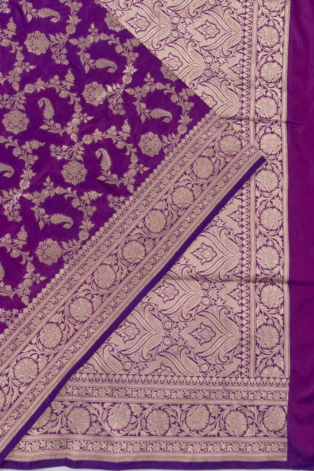 Banarasi Silk Jaal Dual Tone Purple And Violet Saree