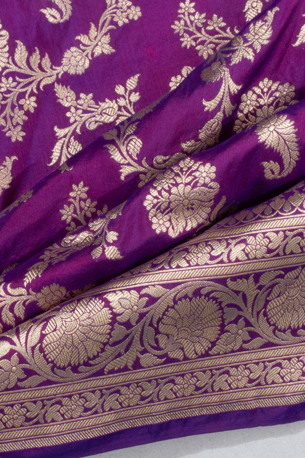 Banarasi Silk Jaal Dual Tone Purple And Violet Saree