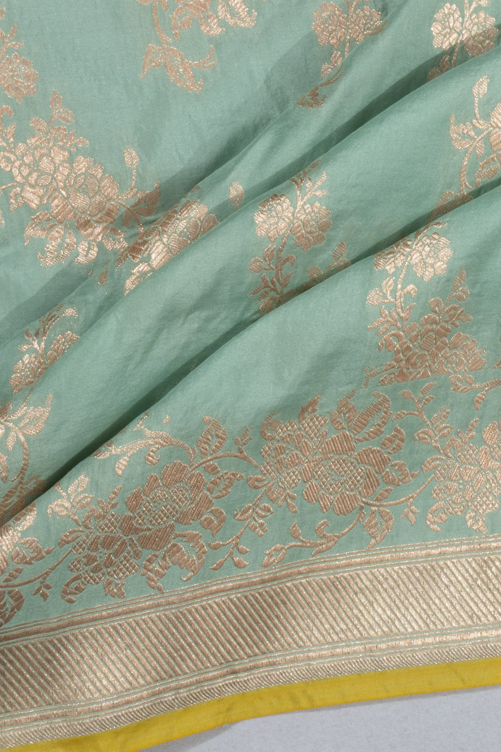 Banarasi Silk Brocade Pastel Blue Saree