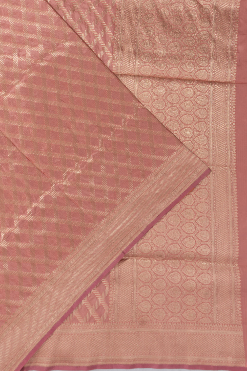 Banarasi Silk Criss Cross Checks Pink Saree