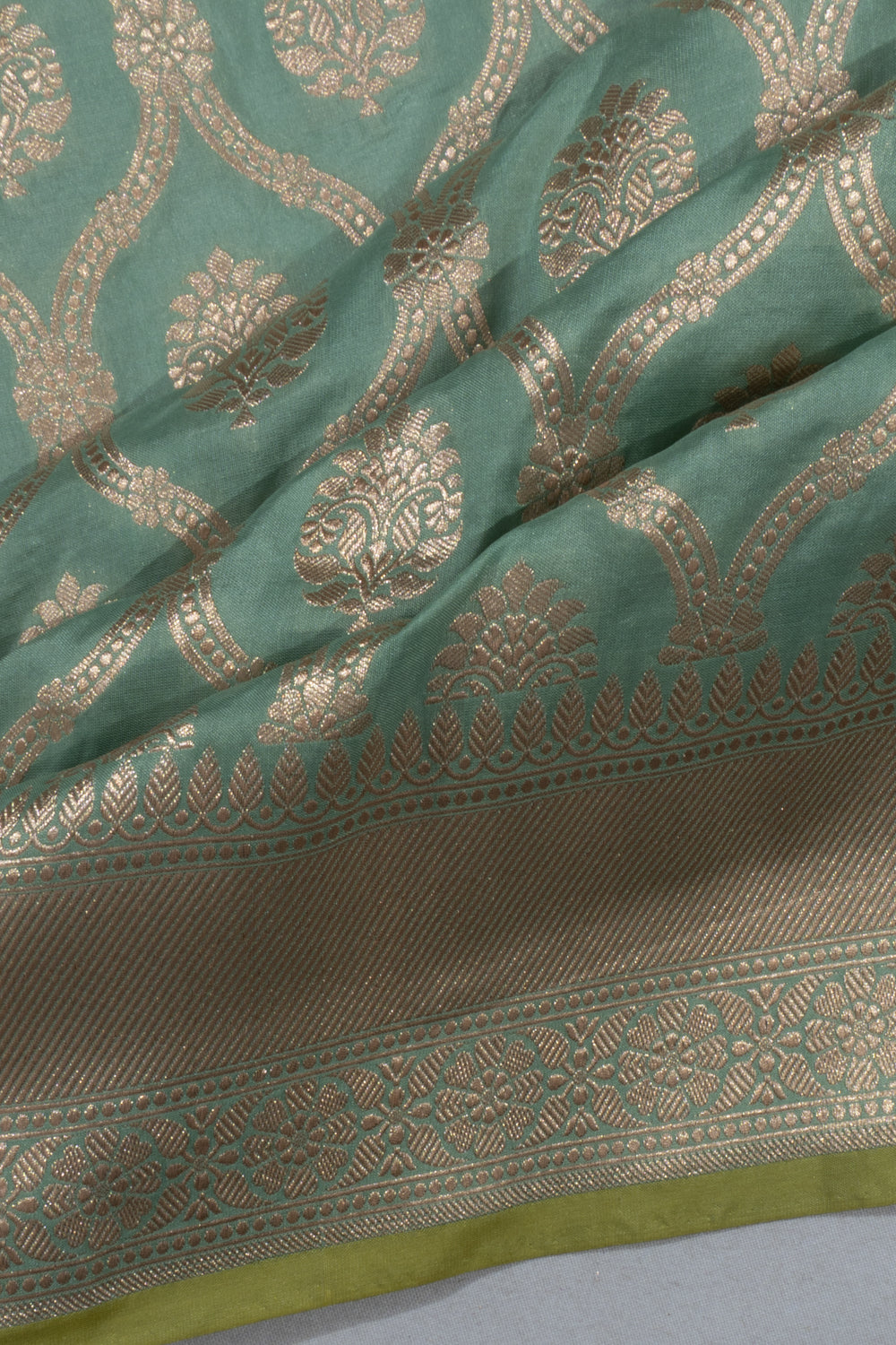 Banarasi Silk Brocade Pista Green Saree
